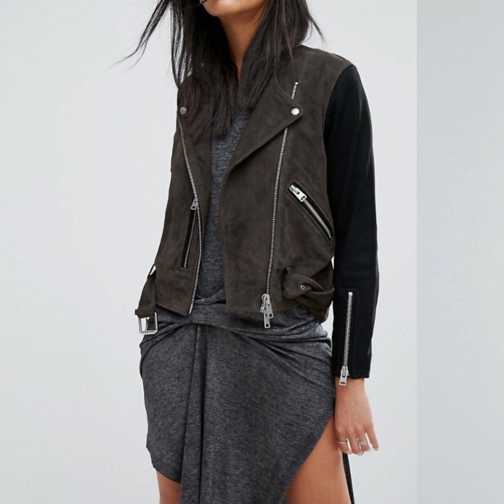 All Saints Suede Biker Jacket S - Picture 1 of 13